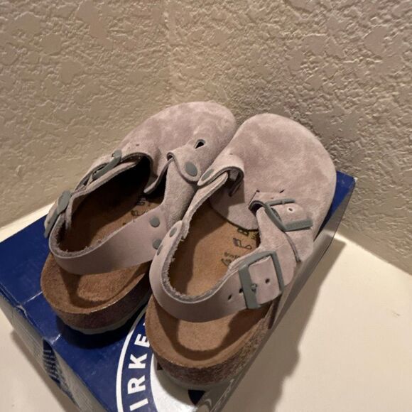 Birkenstock Women’s 10 Tokio II Suede Leather Clog Stone Gray Back Strap NWT - Picture 4 of 11